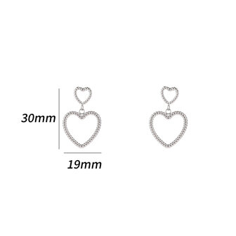 Oorbellen E5430-1 Double open hearts zilver - Day&amp;Eve