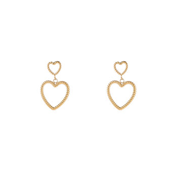 Oorbellen E5430-2 Double open hearts goud - Day&amp;Eve