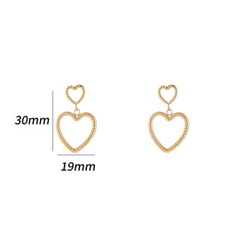 Oorbellen E5430-2 Double open hearts goud - Day&amp;Eve