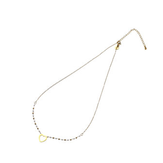 Ketting N5219-2 Mini pearls + heart necklace goud- ​​​​​​​Day&amp;Eve 