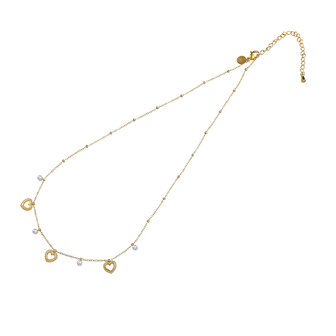 Ketting N5215-2  Pearls + hearts  necklace goud - ​​​​​​​Day&amp;Eve 