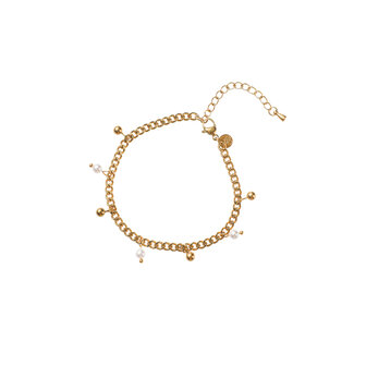 Armband B5362-3 beads + balls pearl goud - Day&amp;Eve