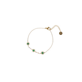 Armband B5280-2 flowers groen goud - Day&amp;Eve