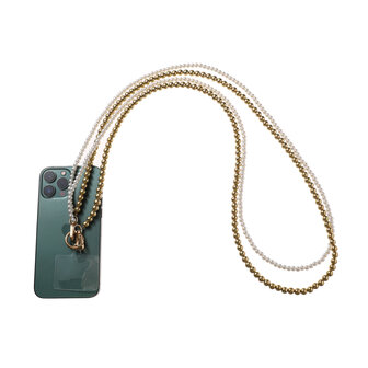 Telefoonkoord Long pearl + balls chain T506 - Day&amp;Eve