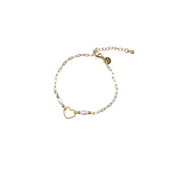 Armband B5216-2 heart between pearls goud - Day&amp;Eve