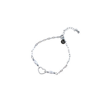 Armband B5216-1 heart between pearls zilver - Day&amp;Eve