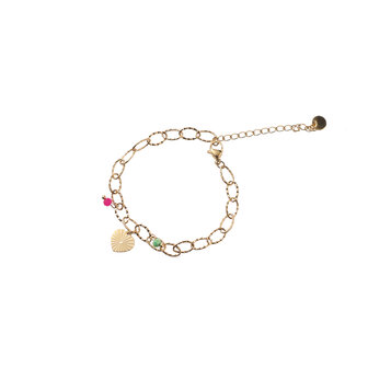 Armband B5272-2 heart + beads rainbow goud - Day&amp;Eve