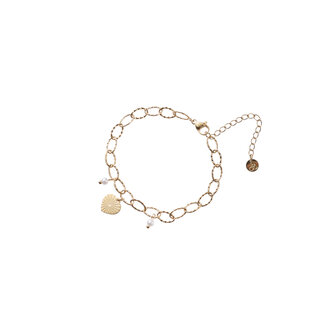 Armband B5272-1 heart + beads pearls goud - Day&amp;Eve