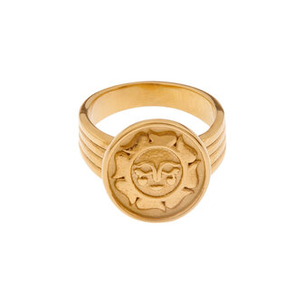 Ring Smiling Sun goud - Label Kiki