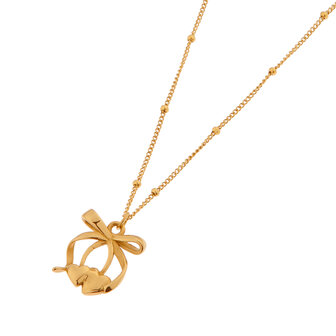 Ketting Cherry Bow ketting goud - Label Kiki