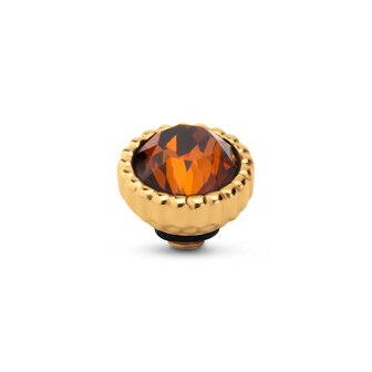 Steentje twisted  Bali Petite stone Smoked Amber 7 mm goud TME1 - Melano