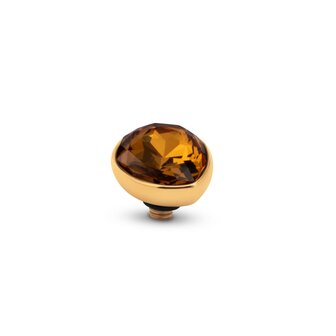 Steentje twisted Raindrop stone Smoked Amber 9,5 mm goud TME4 - Melano