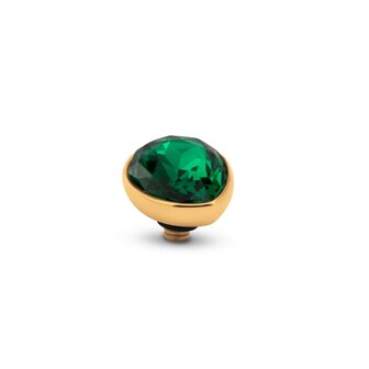 Steentje twisted Raindrop stone Majestic Green 9,5 mm goud TME4 - Melano