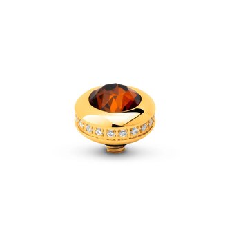 Steentje twisted Bright side stone Smoked Amber 10 mm goud TME6 - Melano