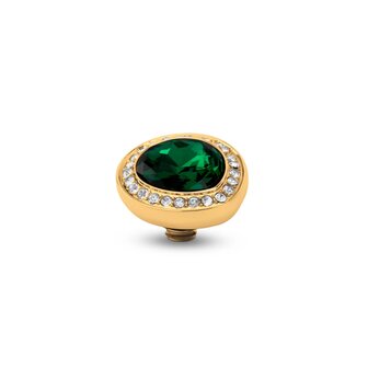 Steentje twisted Droplet stone Majestic Green 12,5 mm goud TME7 - Melano