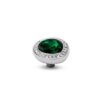 Steentje twisted Droplet stone Majestic Green 12,5 mm zilver TME7 - Melano