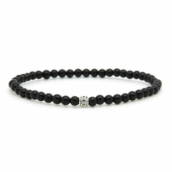 Armband Onyx Silver Logo Bead 4MM/19cm - Karma Him