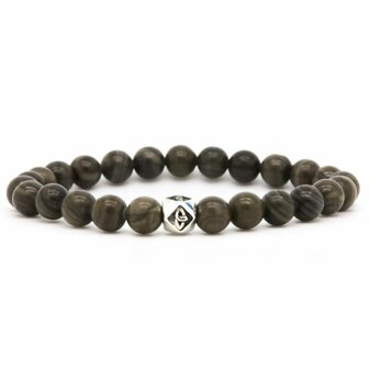 Armband Rowan Grey Hexagon Logo Bead 8MM/20cm - Karma Him