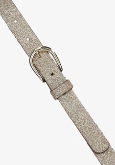 Riem smal leer glitter belt Champagne - Elvy Fashion