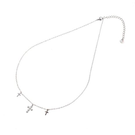 Ketting N2818-1 enamel crosses zilver - Day&Eve 