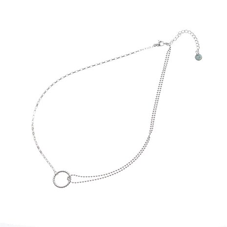 Ketting N2786-1 twisted circle zilver - Day&Eve