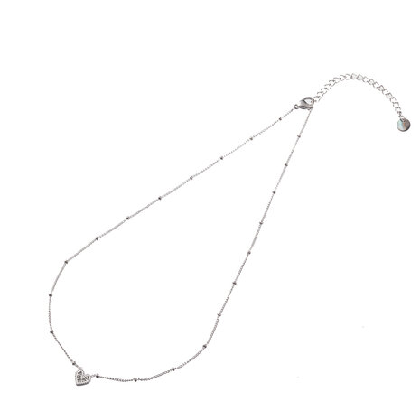 Ketting N3242-1 sparkly heart silk zilver - Day&Eve 