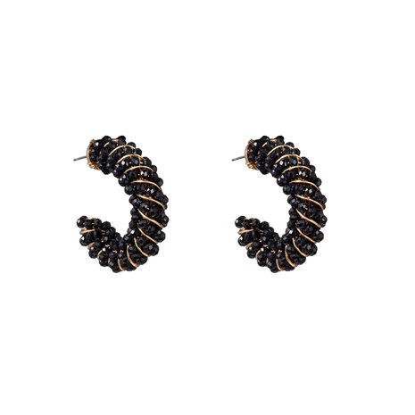 Oorbellen E3504-1 Twisted beads hoop black - Day&Eve