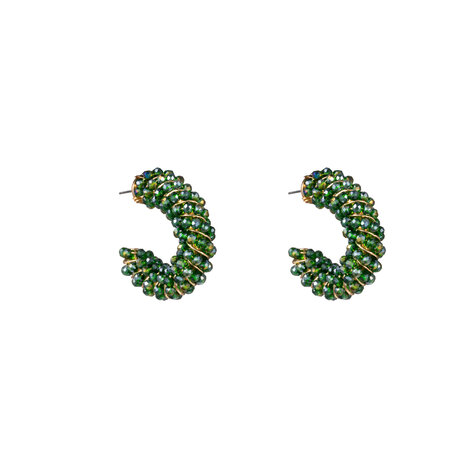 Oorbellen E3504-2 Twisted beads hoop green - Day&Eve 