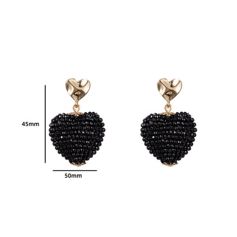 Oorbellen E3510-1 Beads heart black - Day&Eve 