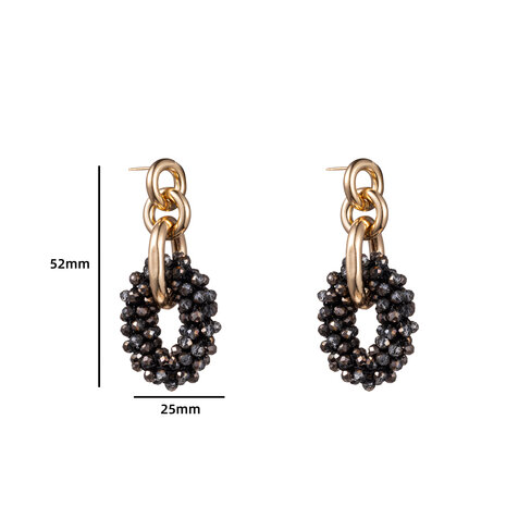 Oorbellen E2586-12 Beads link dark grey - Day&Eve 