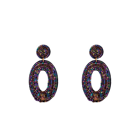 Oorbellen E3564-2 Seed bead oval earring purple - Day&Eve