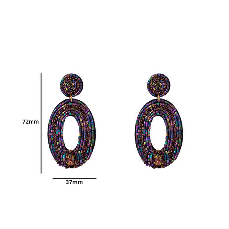 Oorbellen E3564-2 Seed bead oval earring purple - Day&Eve