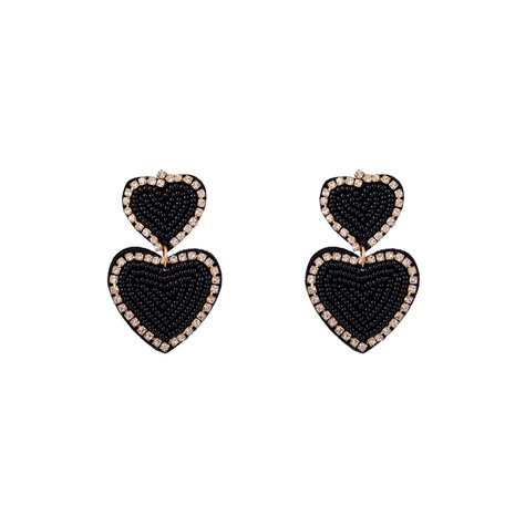 Oorbellen E3566-1 Seed bead heart earring black - Day&Eve 