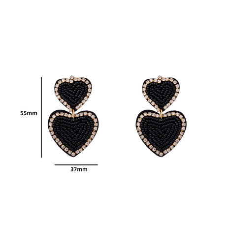 Oorbellen E3566-1 Seed bead heart earring black - Day&Eve 