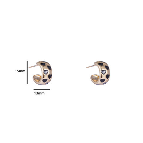 Oorbellen E3553-4 Small enamel heart hoops black - Day&Eve 