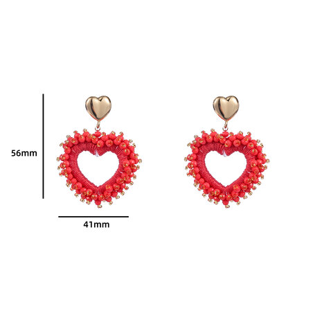 Oorbellen E4050-2 Wrapped beads heart bright coral  - Day&Eve