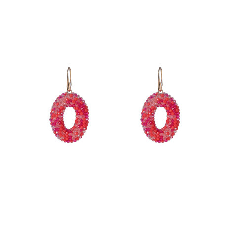 Oorbellen E3509-15 Beads oval pink mix - Day&Eve