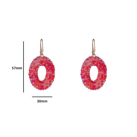 Oorbellen E3509-15 Beads oval pink mix - Day&Eve