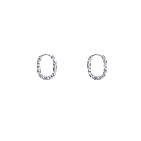 Oorbellen E4323-1 hammerd oval hoop zilver- Day&Eve 