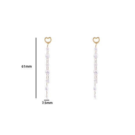 Oorbellen E4491-2- pearl dangle goud- Day&Eve 