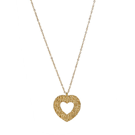 Ketting N4784-2 Hammered heart necklace goud - ​​​​​​​Day&Eve 