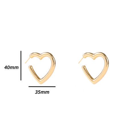 Oorbellen E4638-2 Hollow heart hoop gold - Day&Eve