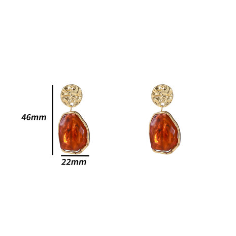 Oorbellen E4546-4 Oval glass dangle brown - Day&Eve