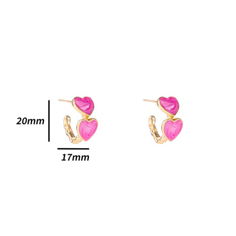 Oorbellen E4525-3 Hearts hoop pink - Day&Eve