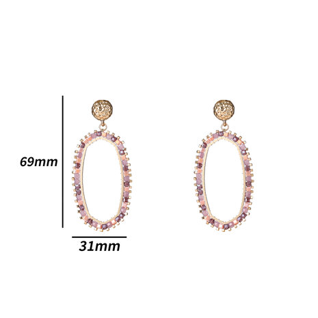 Oorbellen E4560-4 Hexagon dangle pink flower - Day&Eve