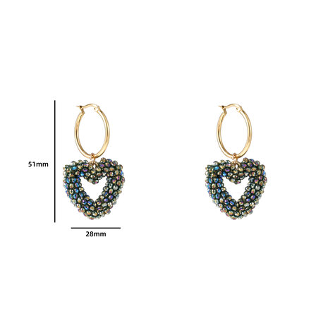 Oorbellen E4564-5 Hearts dangle hoop dark blue - Day&Eve