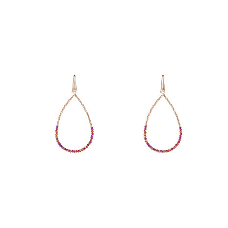 Oorbellen E3507-17 elegant beads drop fucsia mix gold  - Day&Eve 