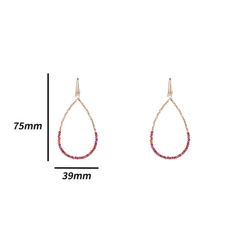 Oorbellen E3507-17 elegant beads drop fucsia mix gold  - Day&Eve 