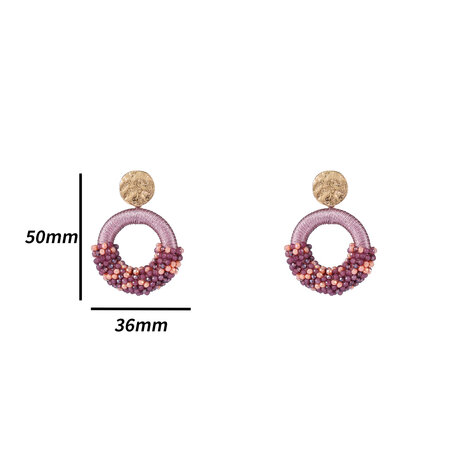 Oorbellen E4567-3 Threaded beads round lila - Day&Eve 