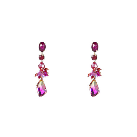 Oorbellen E4655-4 Flowery stones fucsia - Day&Eve 